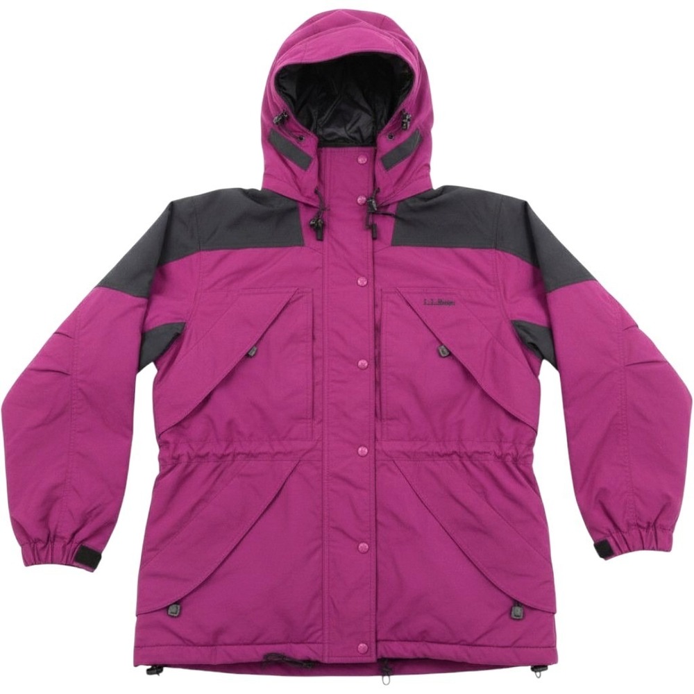 VINTAGE LL Bean Ski Coat Womens L Purple Black Thinsulate Winter Parka Gorpcore